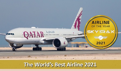 Qatar Airways is voted the World’s Best Airline for the 6th time at 2021 World Airline Awards by Skytrax